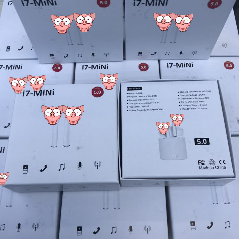 跨境无线充电仓i7s i7mini彩色5.0蓝牙耳机适用苹果安卓亚马逊