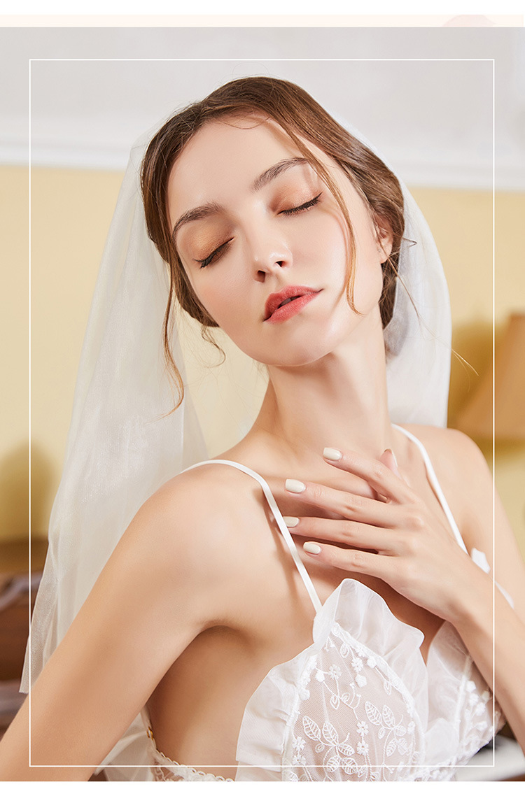 情趣内衣可爱新娘装吊带裙女高档蕾丝交叉白色婚纱露背睡衣骚