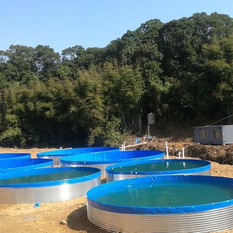 圆形高密度帆布养鱼池 镀锌板支架材质厂家销售 产地货源支持定制