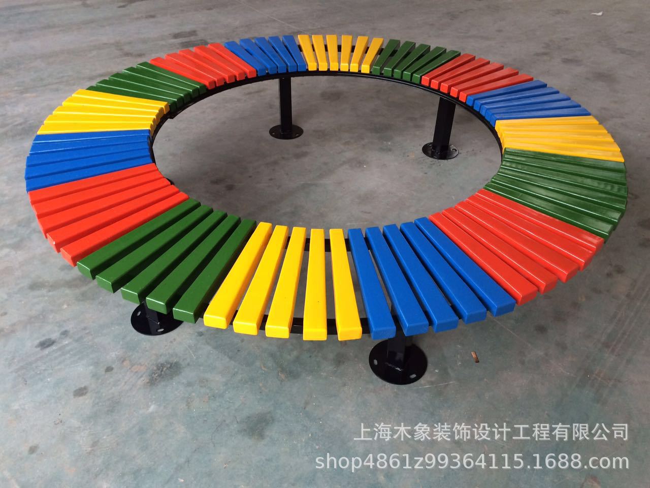 户外公园景观坐凳座椅防腐木树池树围花坛坐凳商场休息圆形组合椅