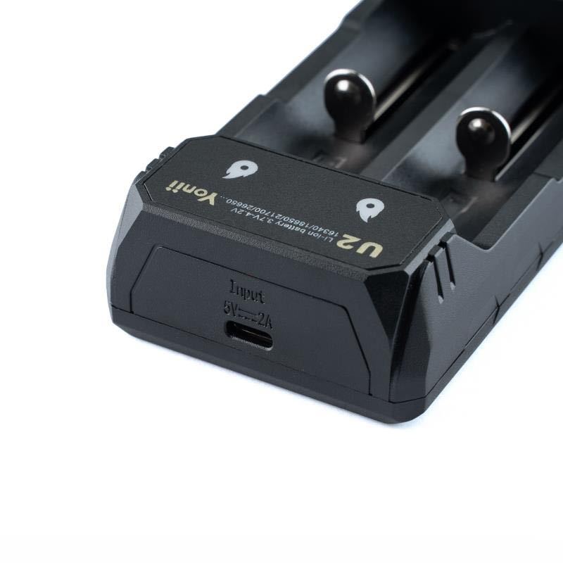 yonii tc2 typec接口18650充电器3.7v26650双槽21700锂电池充电器