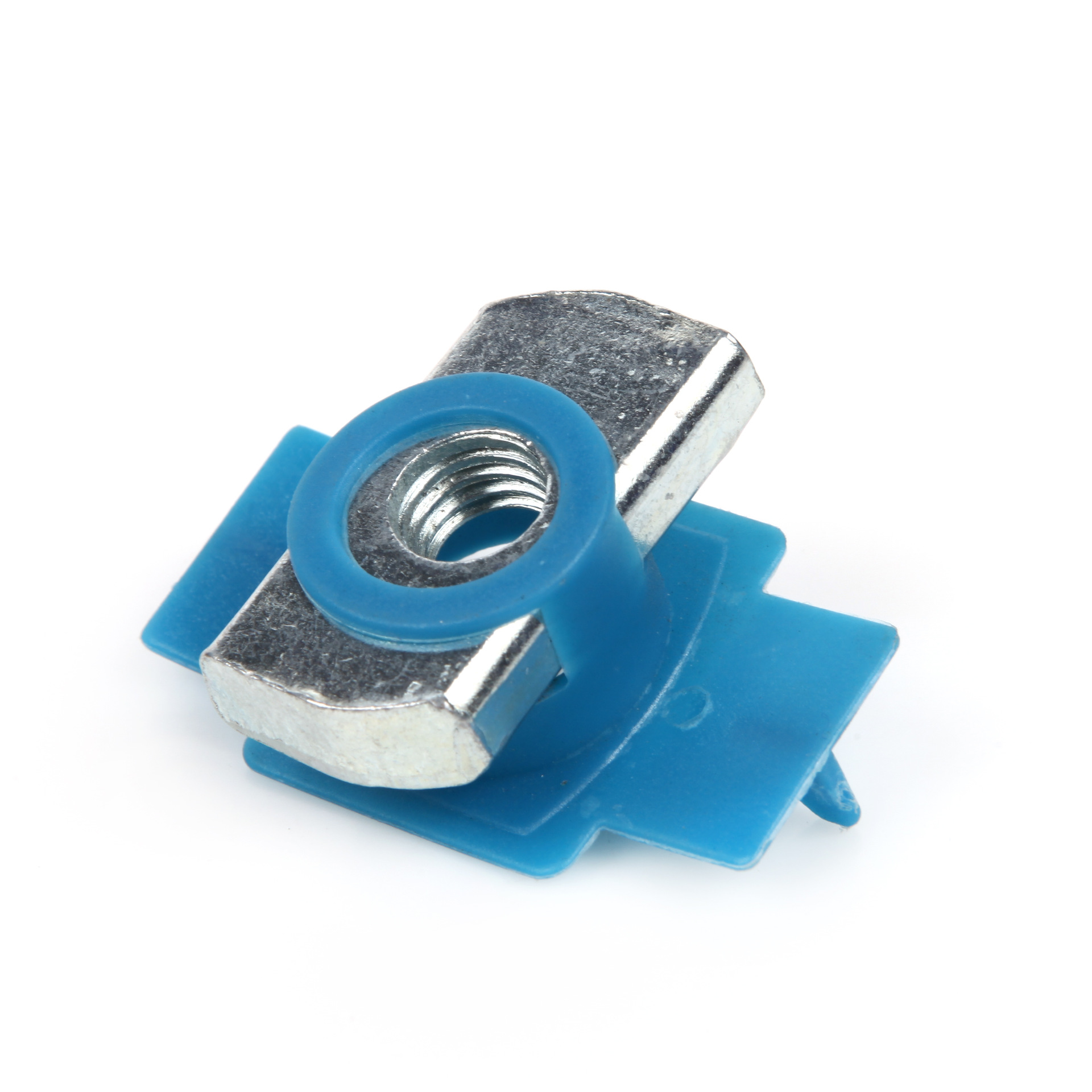 碳钢镀锌弹簧螺母带弹簧 蓝白锌塑翼螺母 光伏配件套装-阿里巴巴