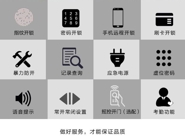 玻璃门指纹锁单双开门密码锁对开刷卡考勤电子锁门禁有无框免开孔