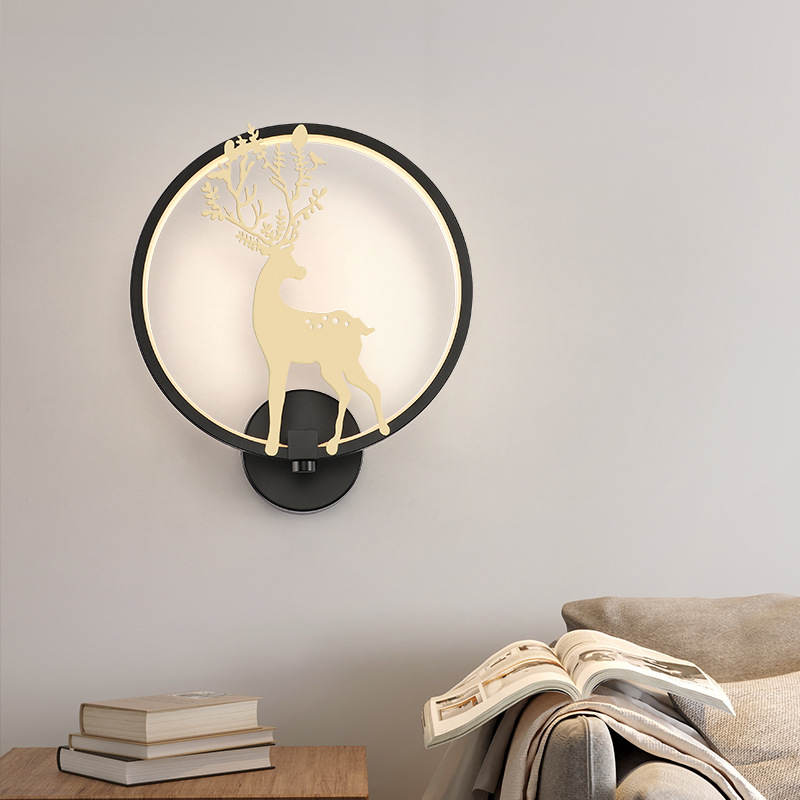 炬胜鹿角壁灯 led卧室床头灯过道玄关楼梯装饰灯客厅背景墙壁灯采购