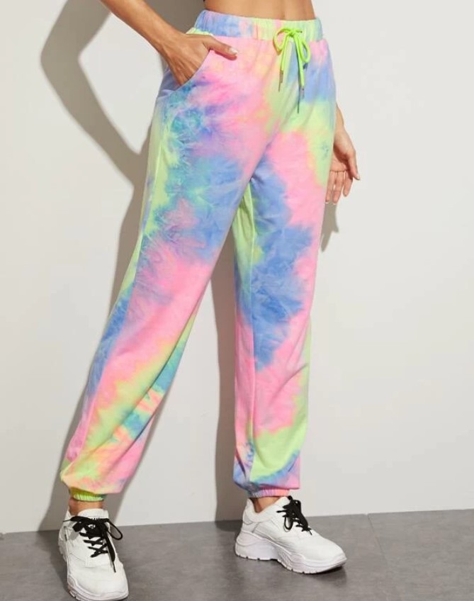 Women's Cross-Border Autumn New Tie-Dyed Fashion Casual Pants European and American Ankle Banded Pants Women