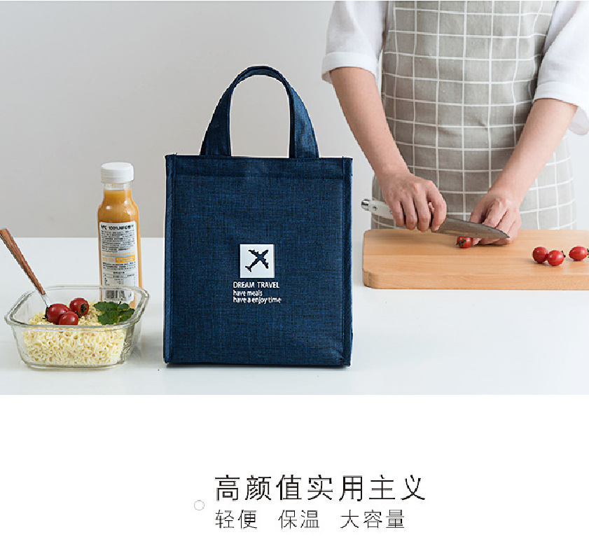 Korean Style Lunch Portable Lunch Bag Simple Fashion All-Match Ice Pack Waterproof Insulation Bag White Collar Student with Rice