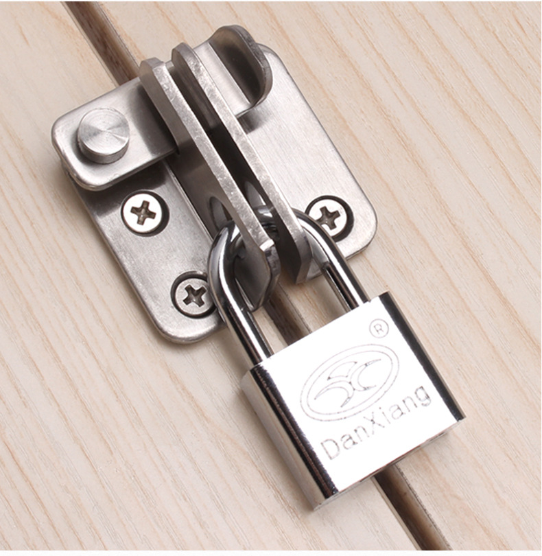 挂锁锁扣防盗门锁平开门门扣插销搭扣左右不锈钢门栓搭扣防盗扣