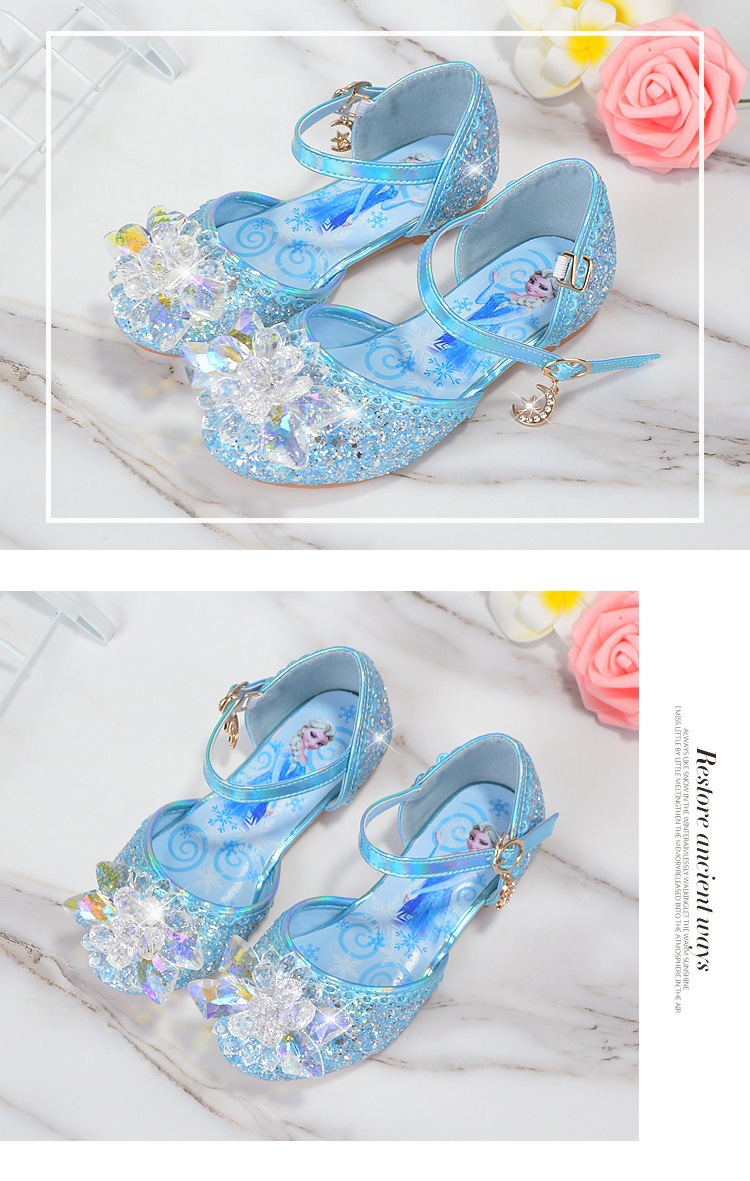 女童凉鞋2021新款夏小公主水晶鞋时尚宝宝软底网红包头儿童爱莎鞋