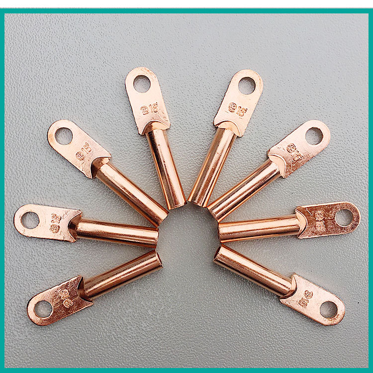 dt铜鼻子接头国标紫铜地线端子电缆断路器接线端子95铜镀锡线鼻子