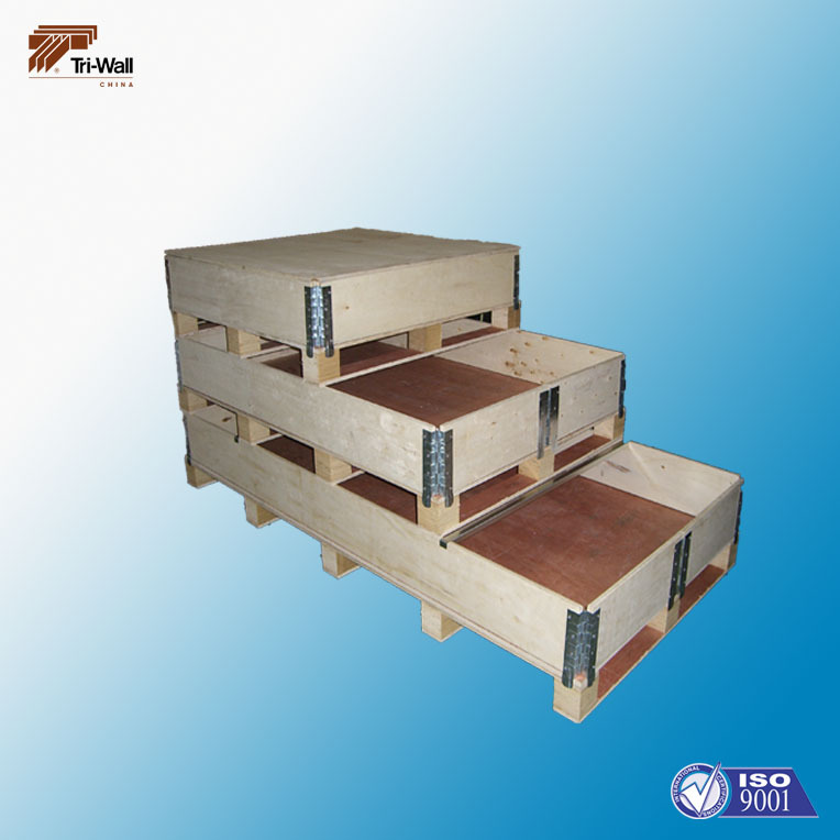 现货供应标准出口实木围板箱可折叠可拆卸松木铰链箱