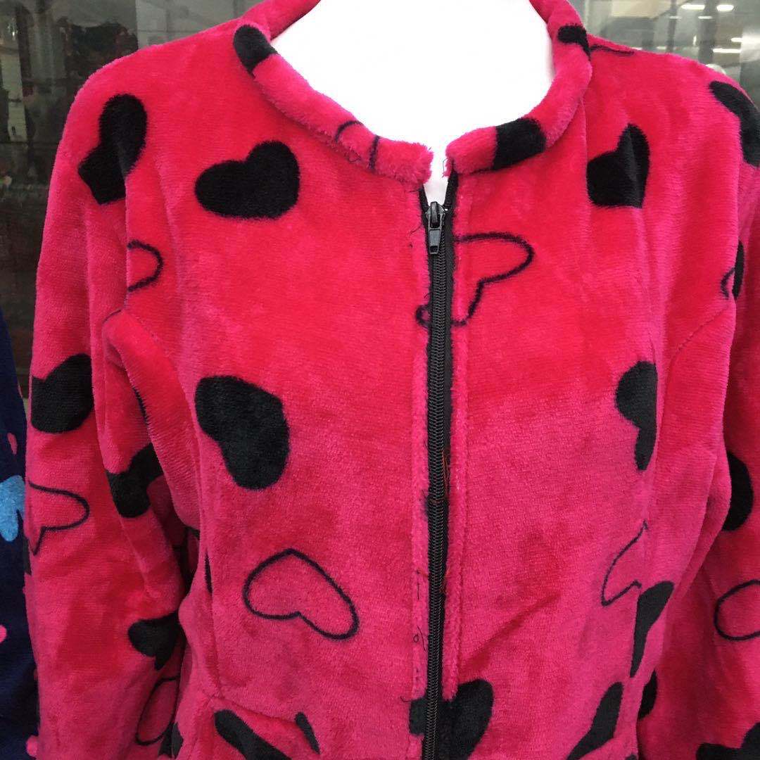 秋冬季成人法兰绒罩衣围裙护衣韩版拉链长袖加厚保暖防污厂家直销