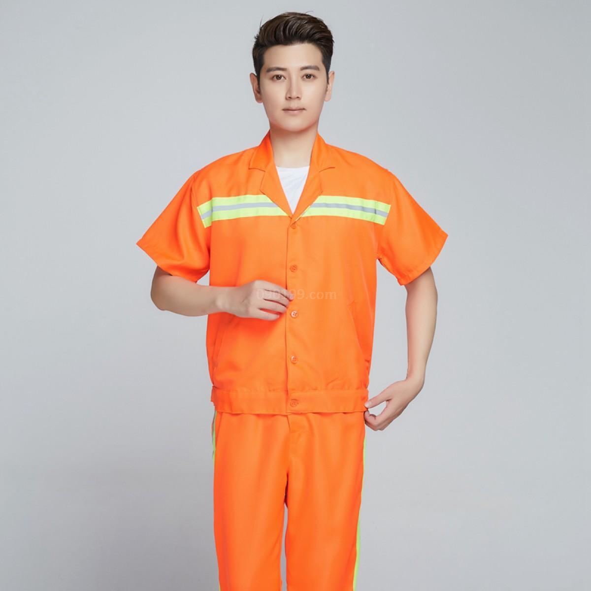 夏季环卫工作服套装男夏天女保洁反光条市政养路清洁工衣服桔定制