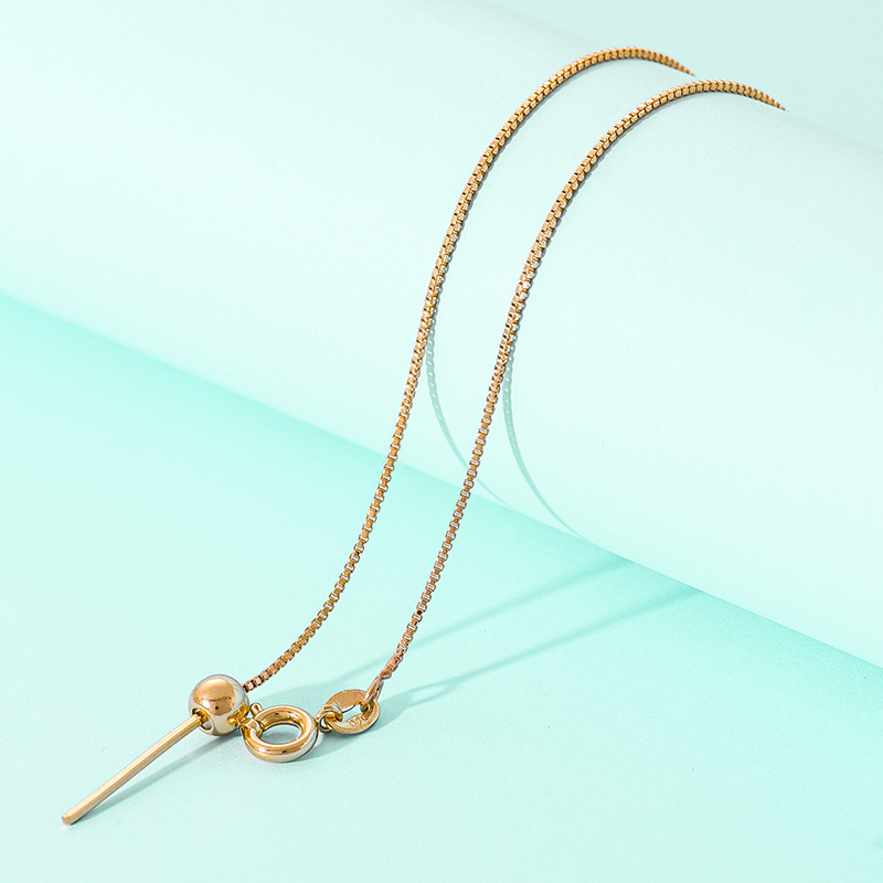 韩版diy饰品项链针式调节链万能项链弯针挂圈穿珠链子镀k金可调节