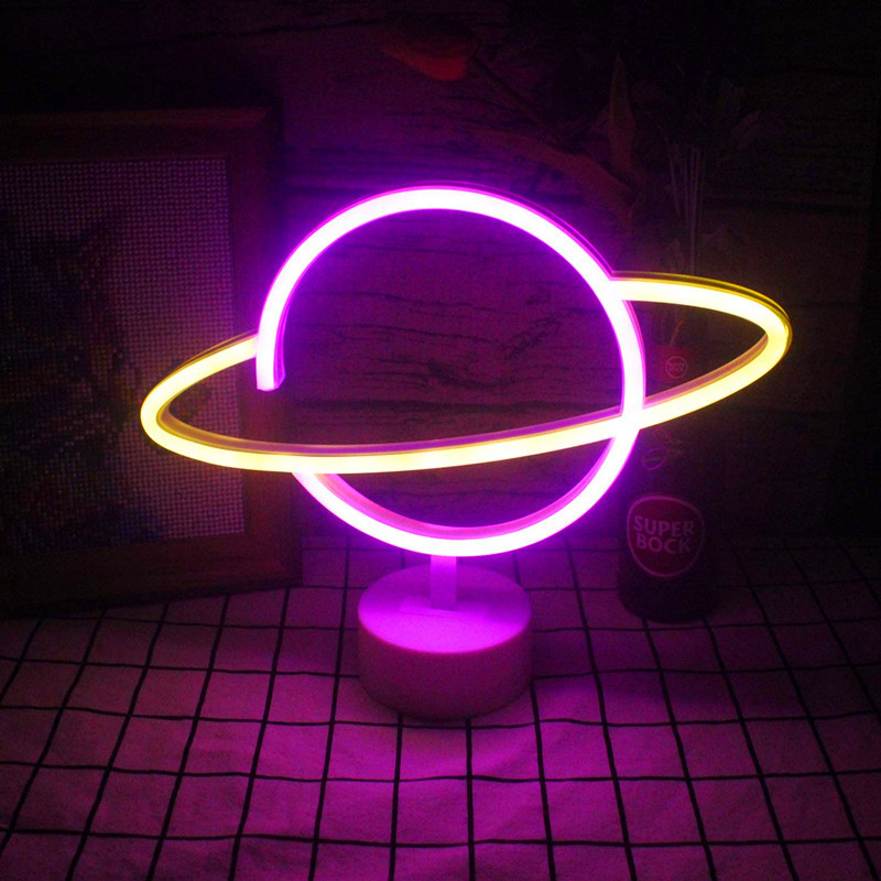 Planet Neon Light Led Modeling Lamp Romantic Decoration Decoration Lamp Ins Modeling Lamp Led Desktop Neon Light