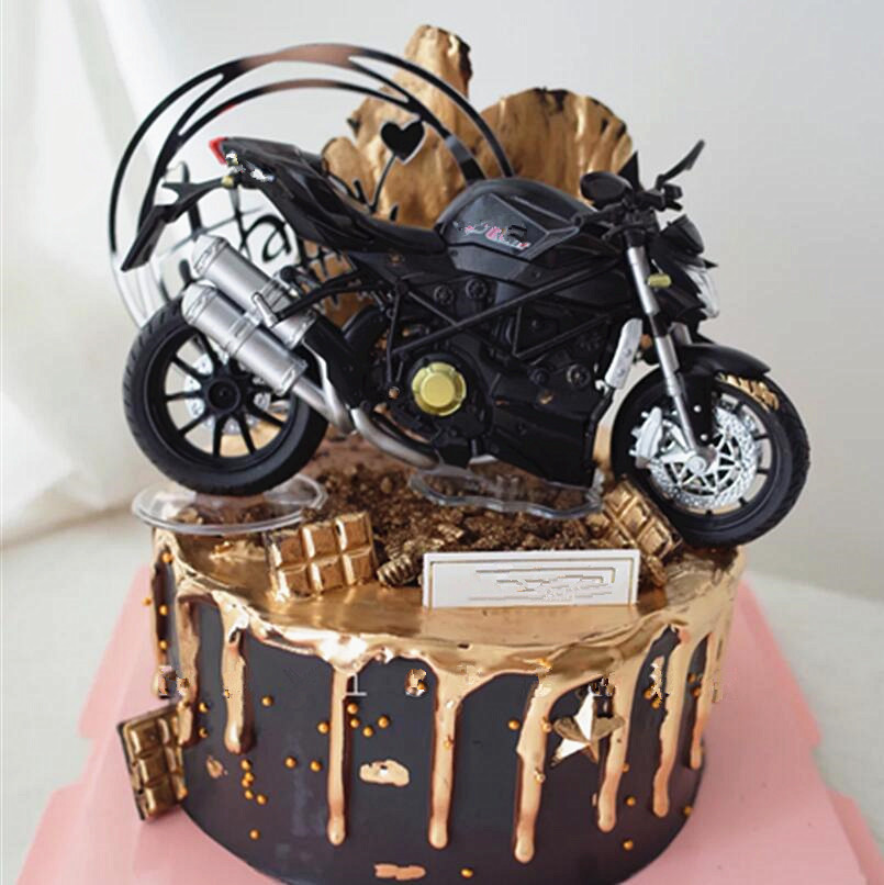 越野摩托车赛车蛋糕装饰摆件男神男友生日酷炫机车模型烘焙配件