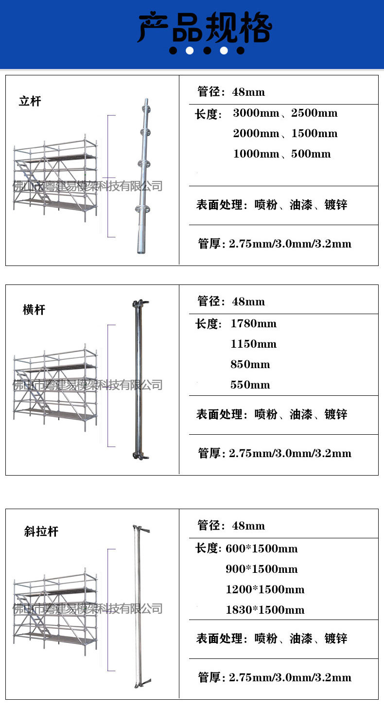 盘扣式脚手架横杆规格图片