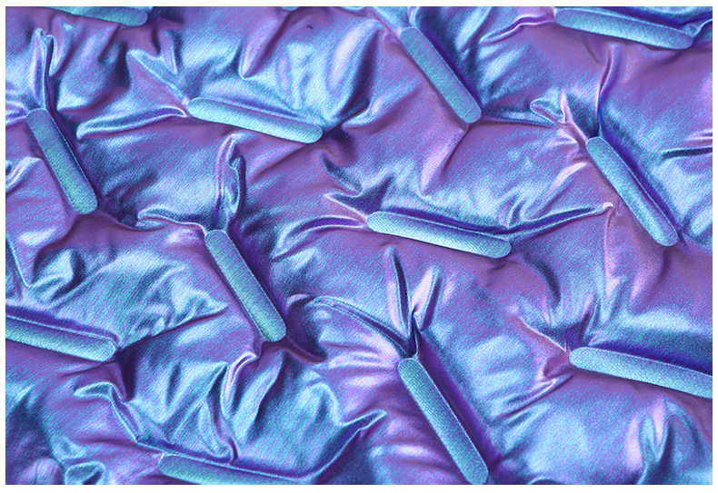 厂家供应3d立体压花直充羽绒面料免绗缝压胶发泡保暖双层羽绒布