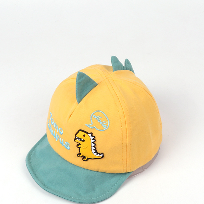 儿童帽子春季新款卡通恐龙鸭舌帽新生儿棒球帽韩版宝宝软檐遮阳帽