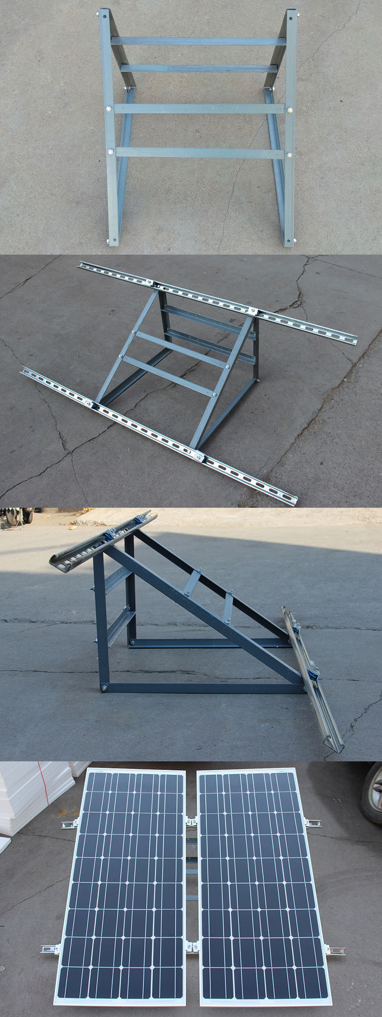 太阳能板通用支架60w-300w光伏板组件落地安装抱杆固定光伏支架