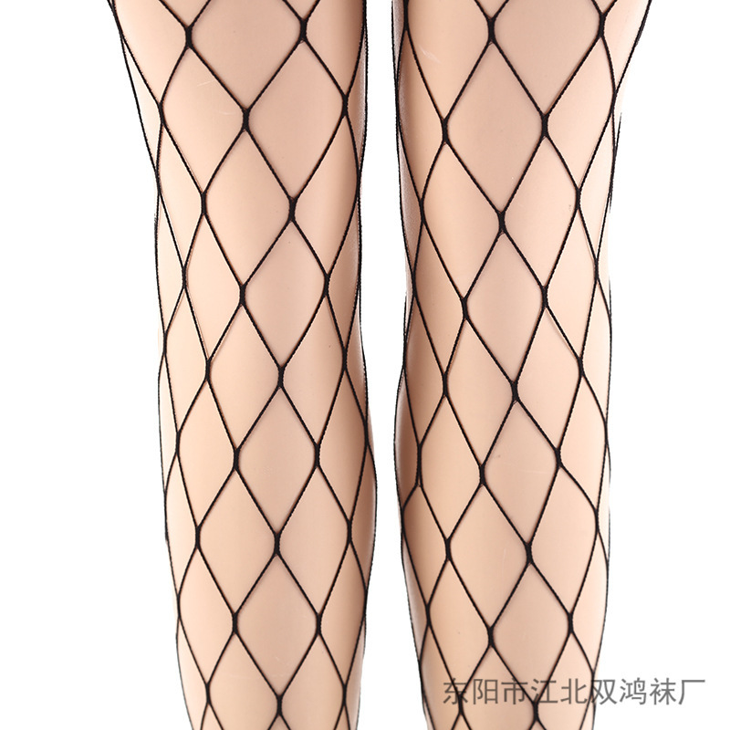 AliExpress Amazon Sources Black Plaid Sexy Seduction Large Mesh Pantyhose Anti-Snagging Fishnet Stockings