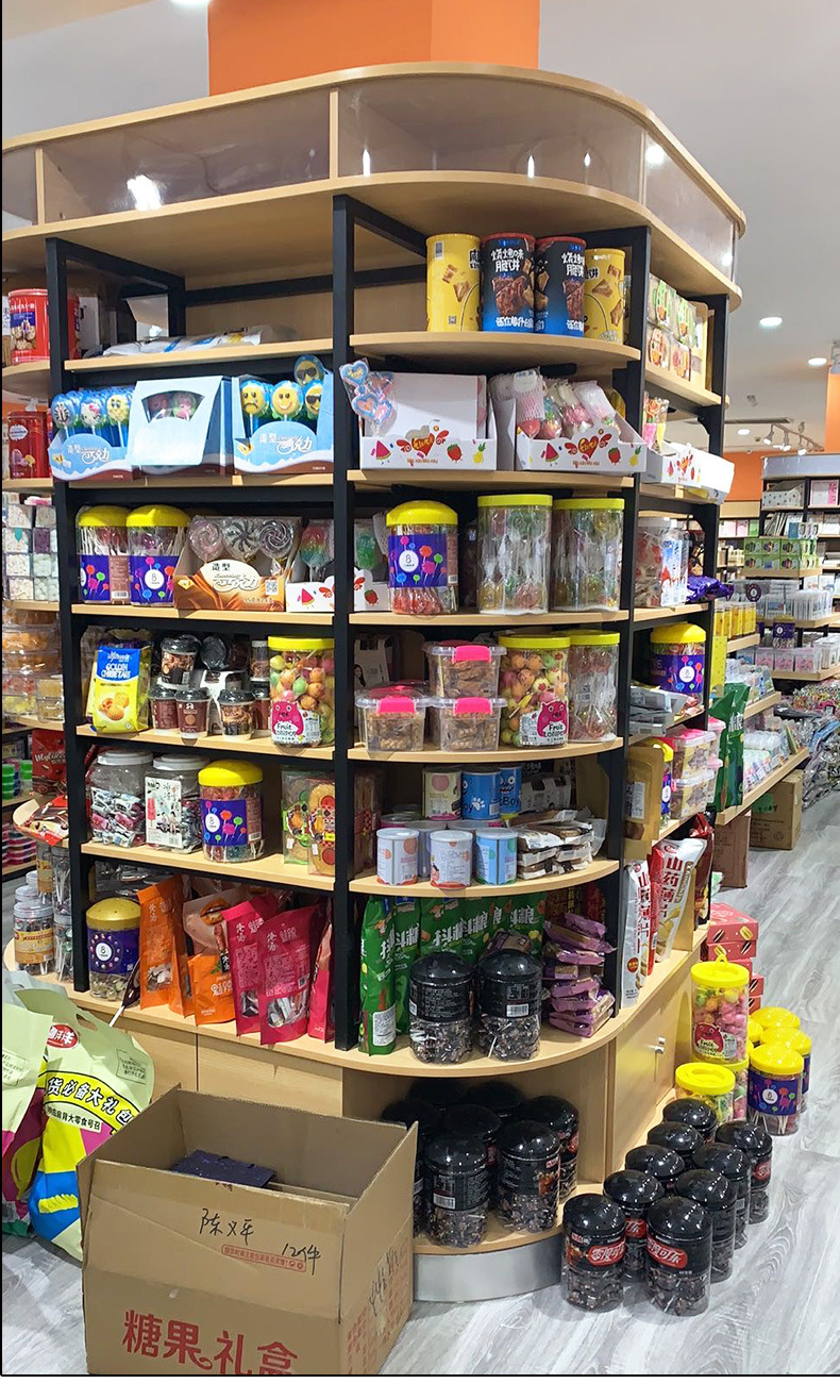 包柱货架定制多层围柱货架钢木结合商场包柱货架超市便利店四向架