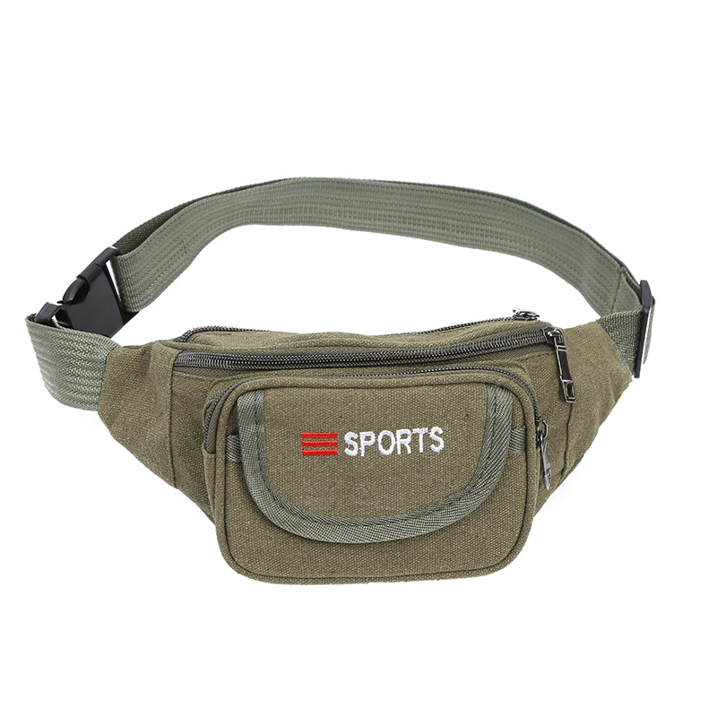 Customized Multi-Functional Sports Leisure Belt Bag Stylish and Portable Large Capacity Canvas Wallet Four-Pull Small Bag Wholesale