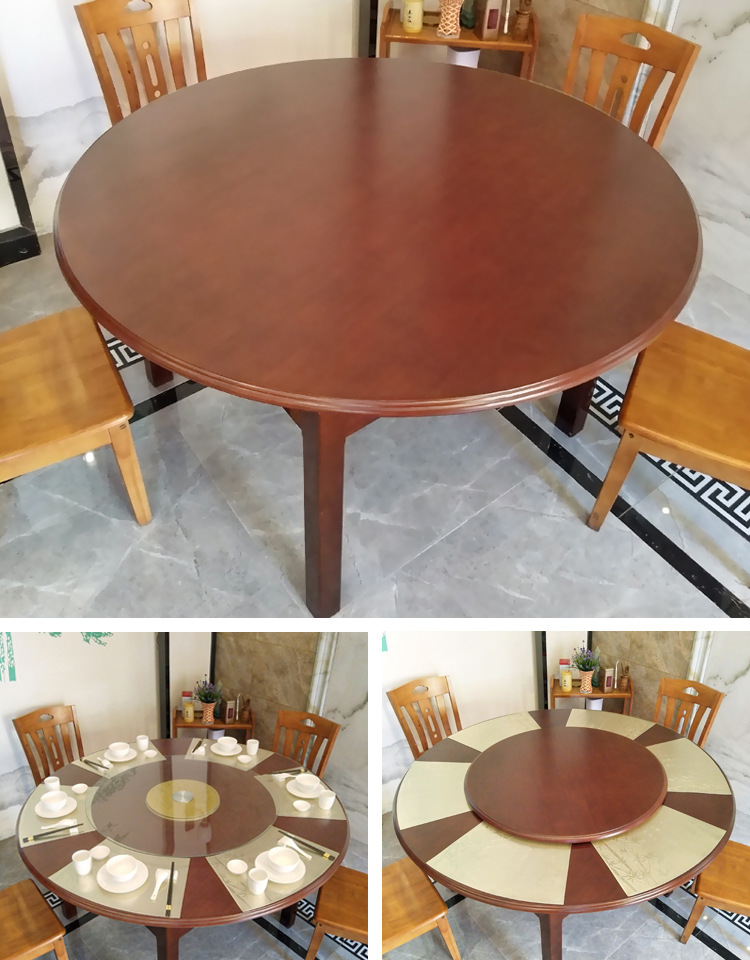 实木餐桌圆桌面家用大桌面带转盘酒店饭桌台面麻将桌面板圆形简约