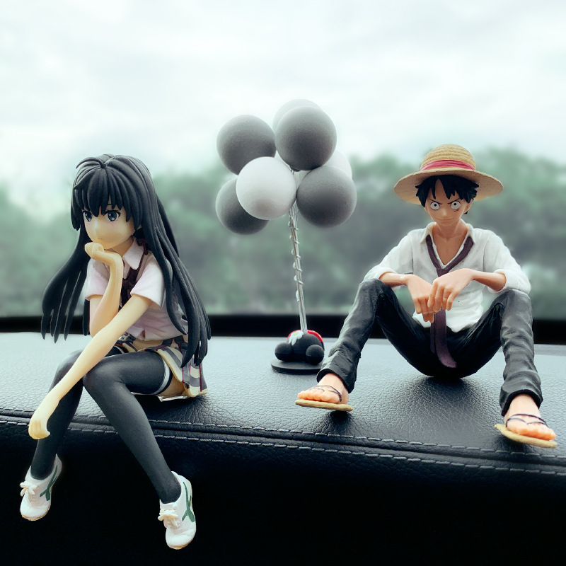 创意美少女车载装饰雪乃路飞手办动漫汽车车内装饰饰品中控台摆件