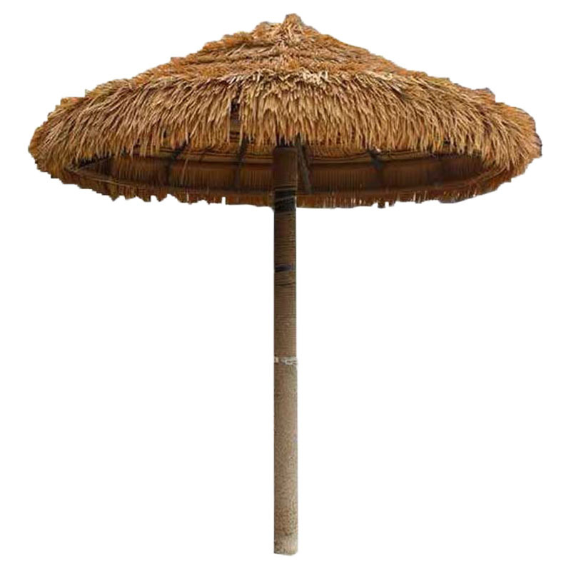现货沙滩茅草伞户外仿真茅草人造遮阳蘑菇伞茅草中柱伞网格伞躺椅