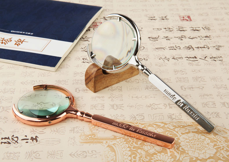 俄式银色放大镜精美高档礼品手持式放大镜金属放大镜厂家批发