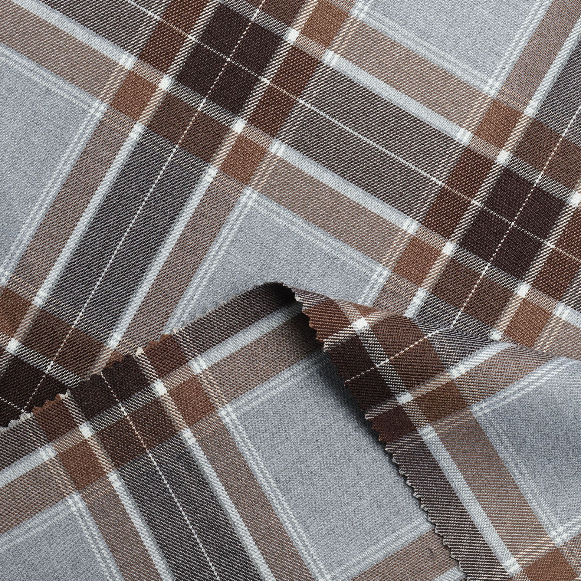 黑糖姜茶tr色织弹力斜纹爆款格子布拼接西装jk裙长裙服装装饰面料