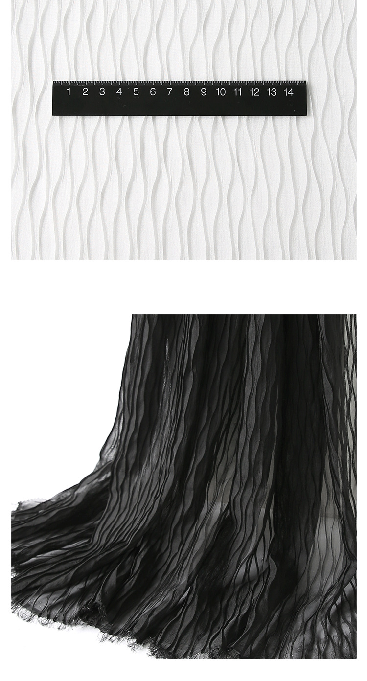 波浪线型层叠 丝感透薄 压褶肌理设计师面料高档服装面料gs58