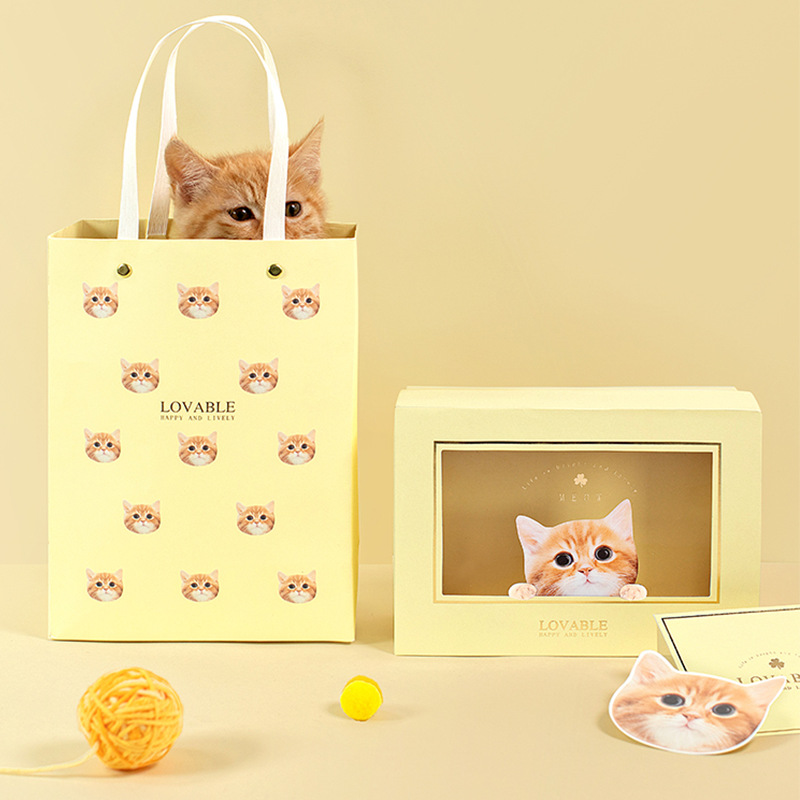 七夕情人节零食盒香水口红盒高档礼物盒子小猫咪丝带包装盒纸盒