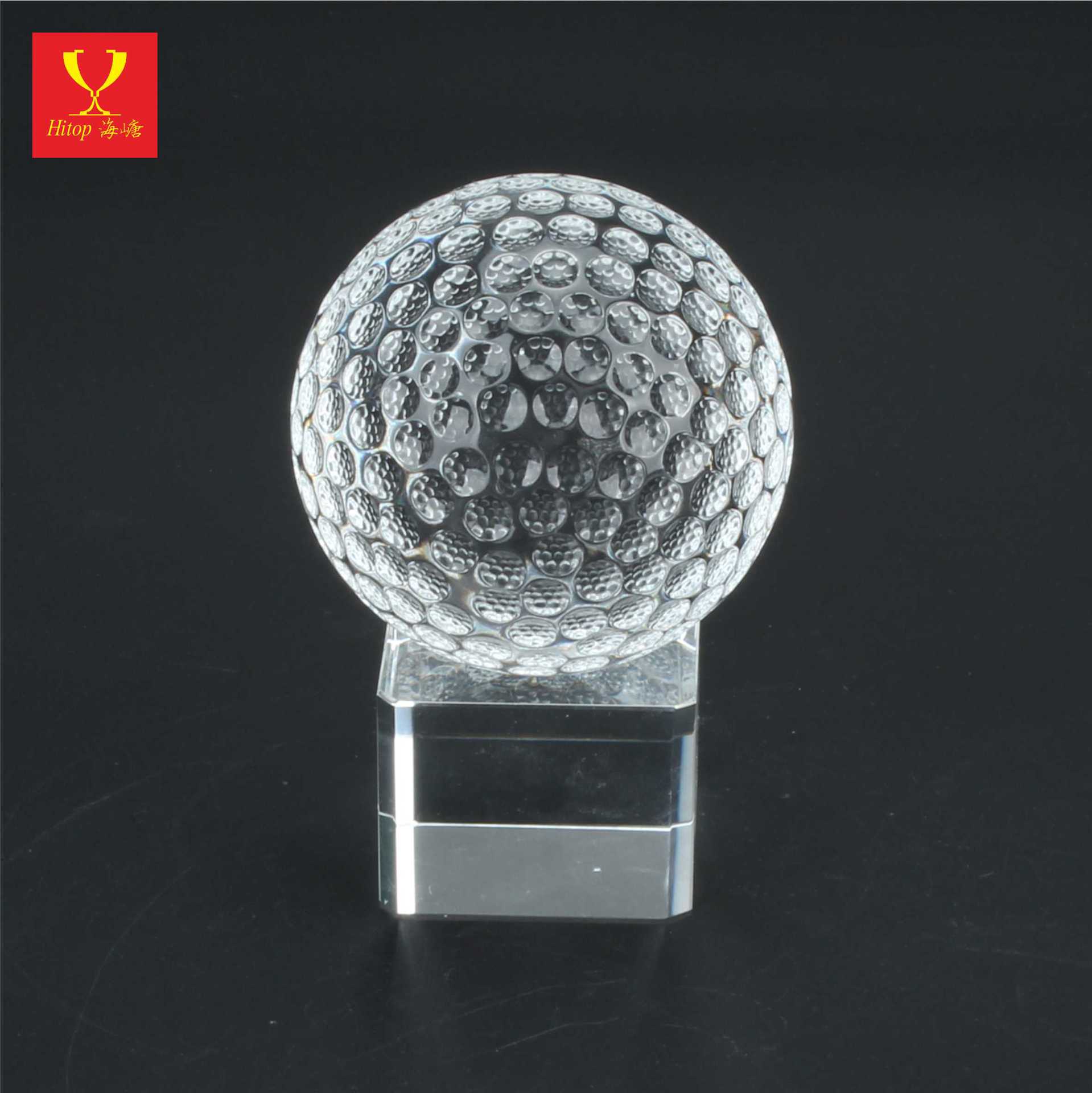 海嵣水晶球水晶高尔夫球定制内雕喷砂工艺品摆件亲友同学纪念品