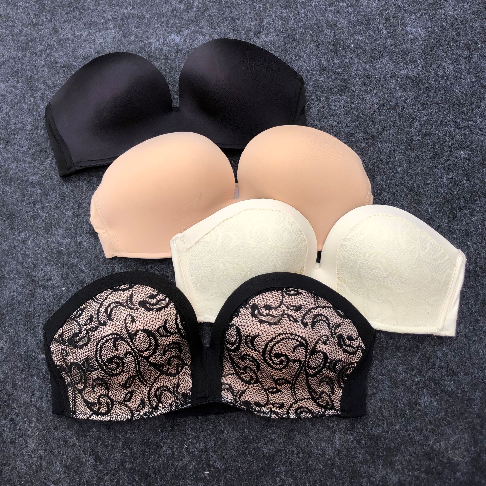 维亚性感隐形文胸拉b无钢圈无肩带美背蕾丝内衣亚当之手胸罩
