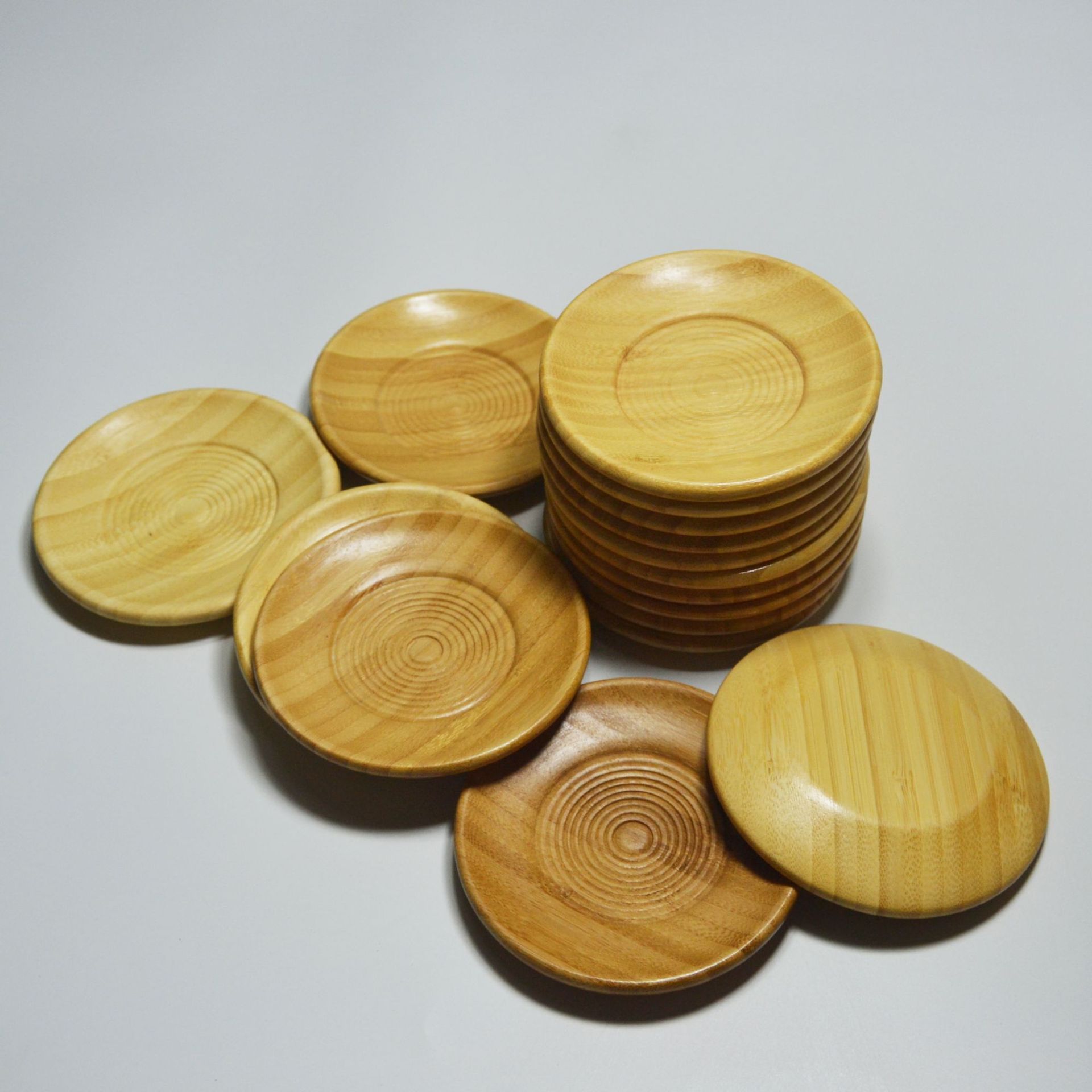 小竹碟圆形竹碟食物碟寿司竹碟糕点碟小竹盘竹垫茶碟加工定制