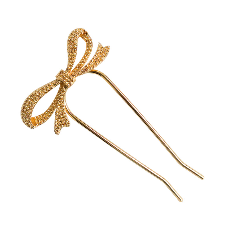 Japanese Bow Metal Updo Hairpin Minimalistic Temperamental U-Shaped Updo Bow Hair Clasp Bun Hairpin