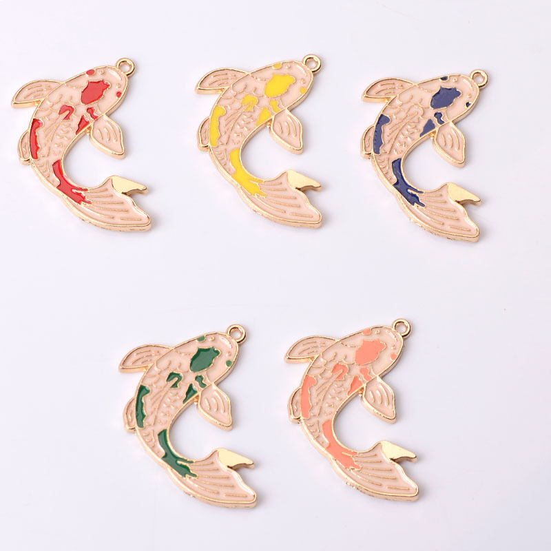 新品锦鲤滴油合金配件挂件耳坠项链配件diy中国风饰品配件现货