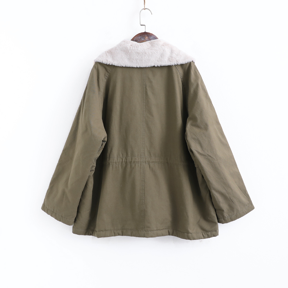 011550时尚翻领内胆厚实兔毛风衣原宿风休闲工装显瘦外套棉服女