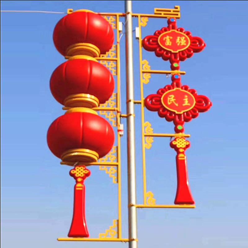 led中国结景观灯柱方形道路灯广场高杆灯圆形灯笼旗子中国龙