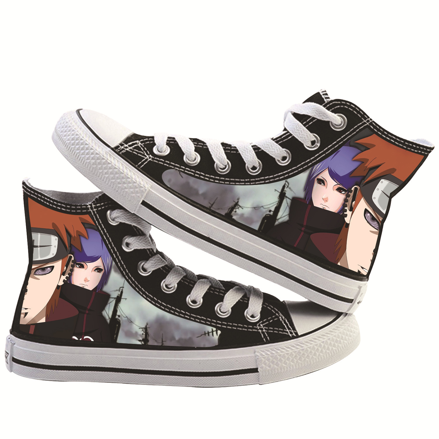 跨境新款动漫印花鞋子周边3d数码印花男高帮帆布鞋学生平底休闲鞋