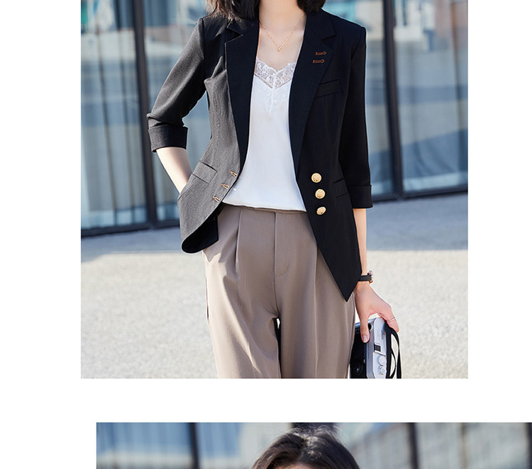 yy2063三粒扣外套女2020春夏季西装七分袖工装职业正装小西服女