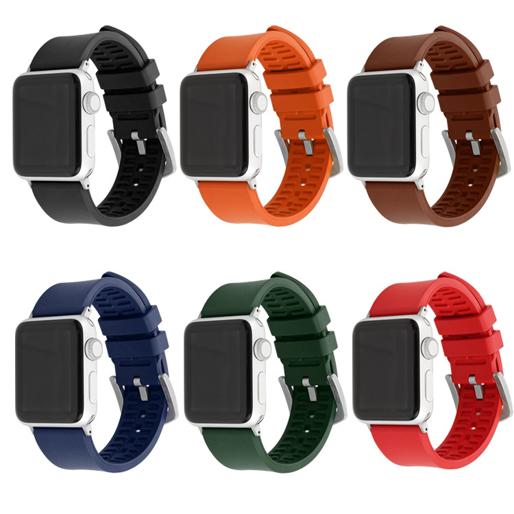 适用苹果apple watch7代通用氟橡胶表带单色硅胶运动新款表带现货