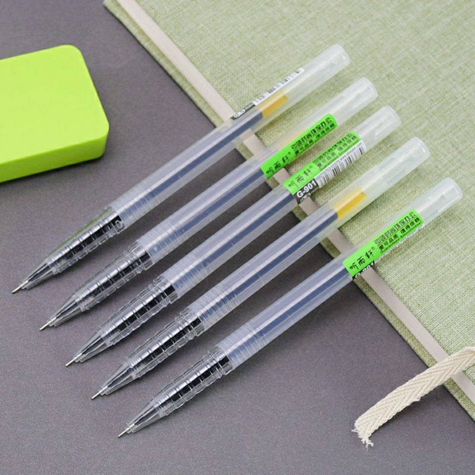 听雨轩901中性笔0.5mm黑色针管头签字笔透明水性碳素笔蓝红色批发