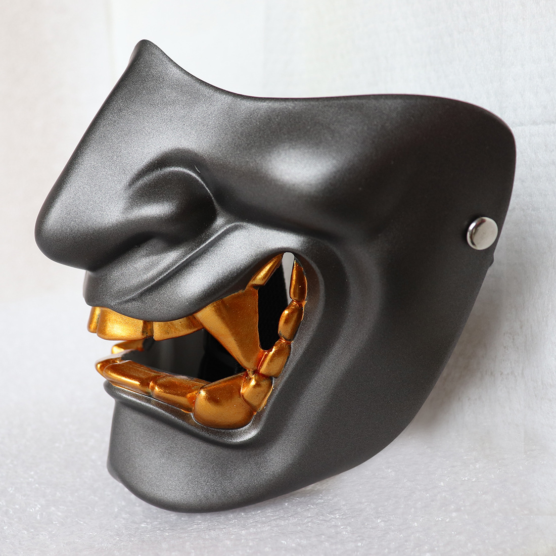 批发万圣节般若面具半脸日本成人鬼脸恶魔日式树脂恐怖战术面具