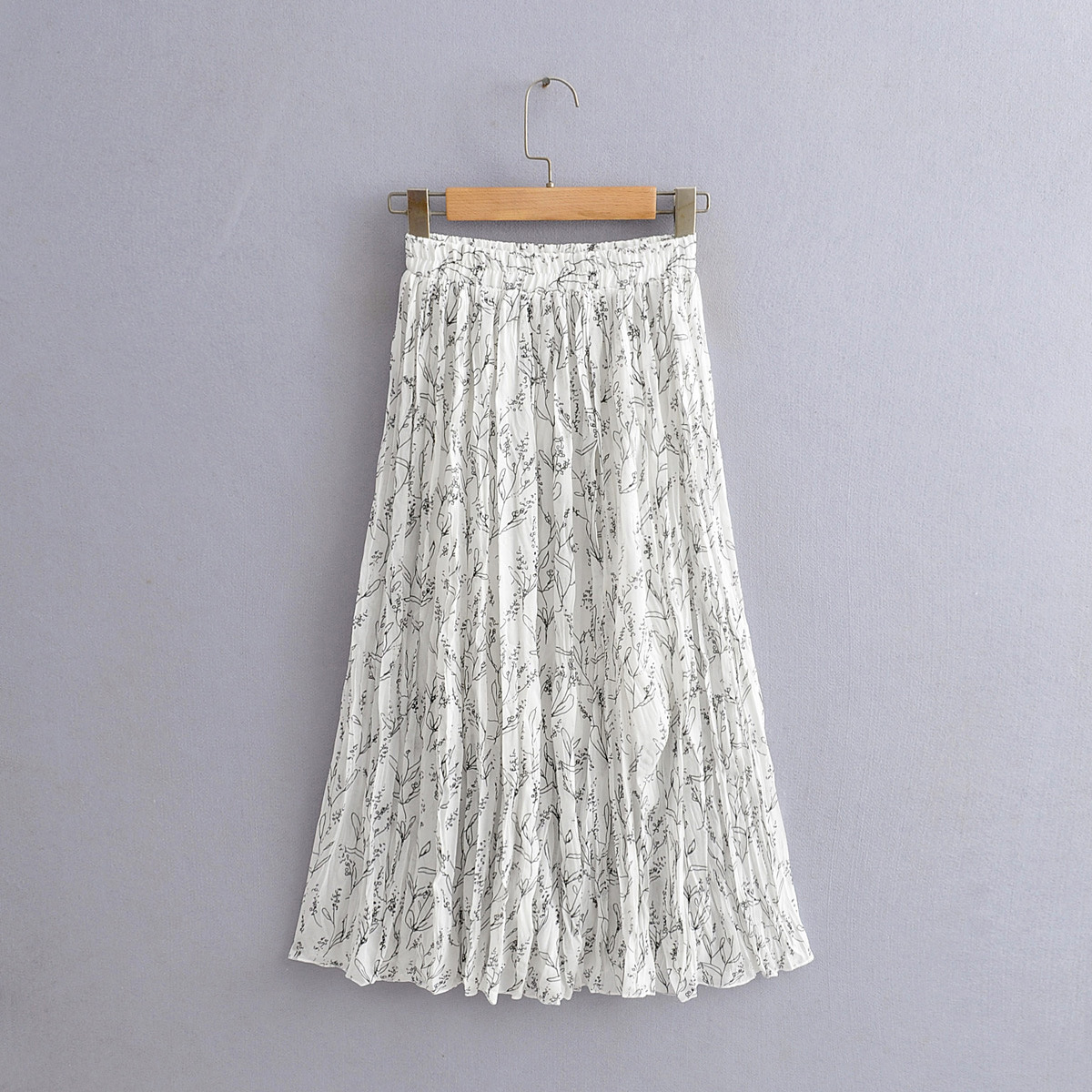 2020春跨境女装碎花百褶裙雪纺半身裙