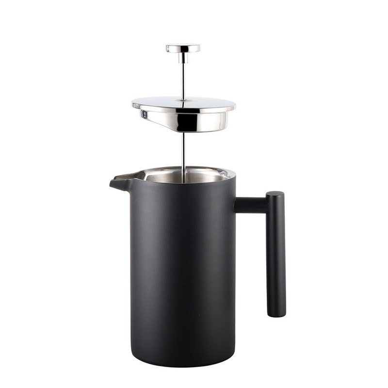 Highwin Outdoor Camping Hand Made Coffee Maker Black Double Layers 304 Stainless Steel French Presses Tea Infuser Coffee Maker