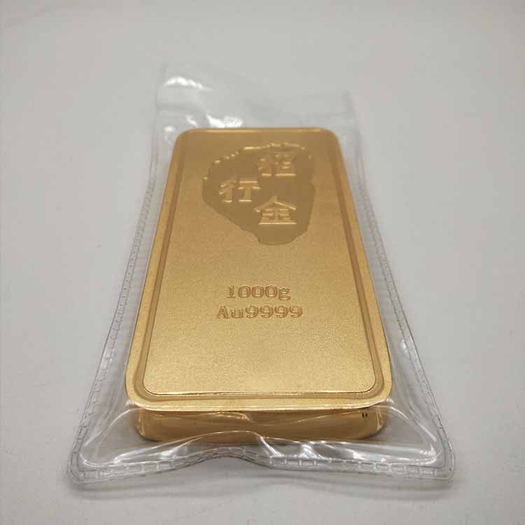 招行仿真样板金条1000克铜镀金 银行金店影视橱窗陈列道具定制