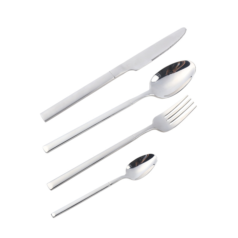 Factory Wholesale 304 Stainless Steel Knight Series Tableware Knife, Fork and Spoon Portable Tableware Western Food Knife and Fork Set