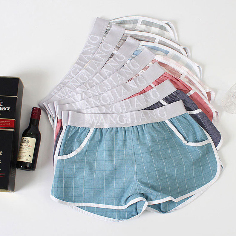 性感格子短裤男士二分裤超短裤 纯棉居家休闲短裤男 阿罗裤家居裤